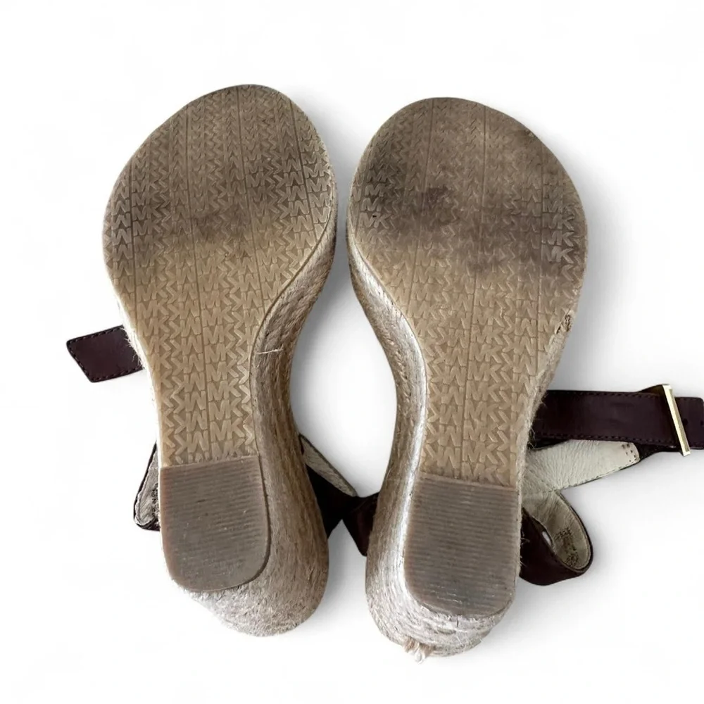 Michael Kors Zebra Print Espadrilles Wedge Ankle Strap High Heels Size: 6